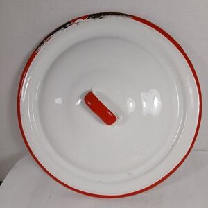 Red and White Enamel Lid